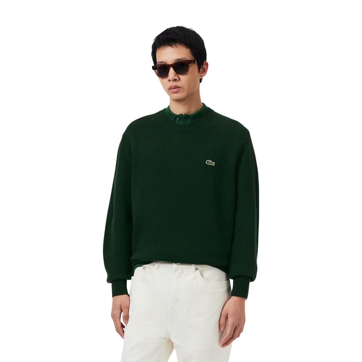 Lacoste Maglia in Cotone Uomo Verde PULLOVER