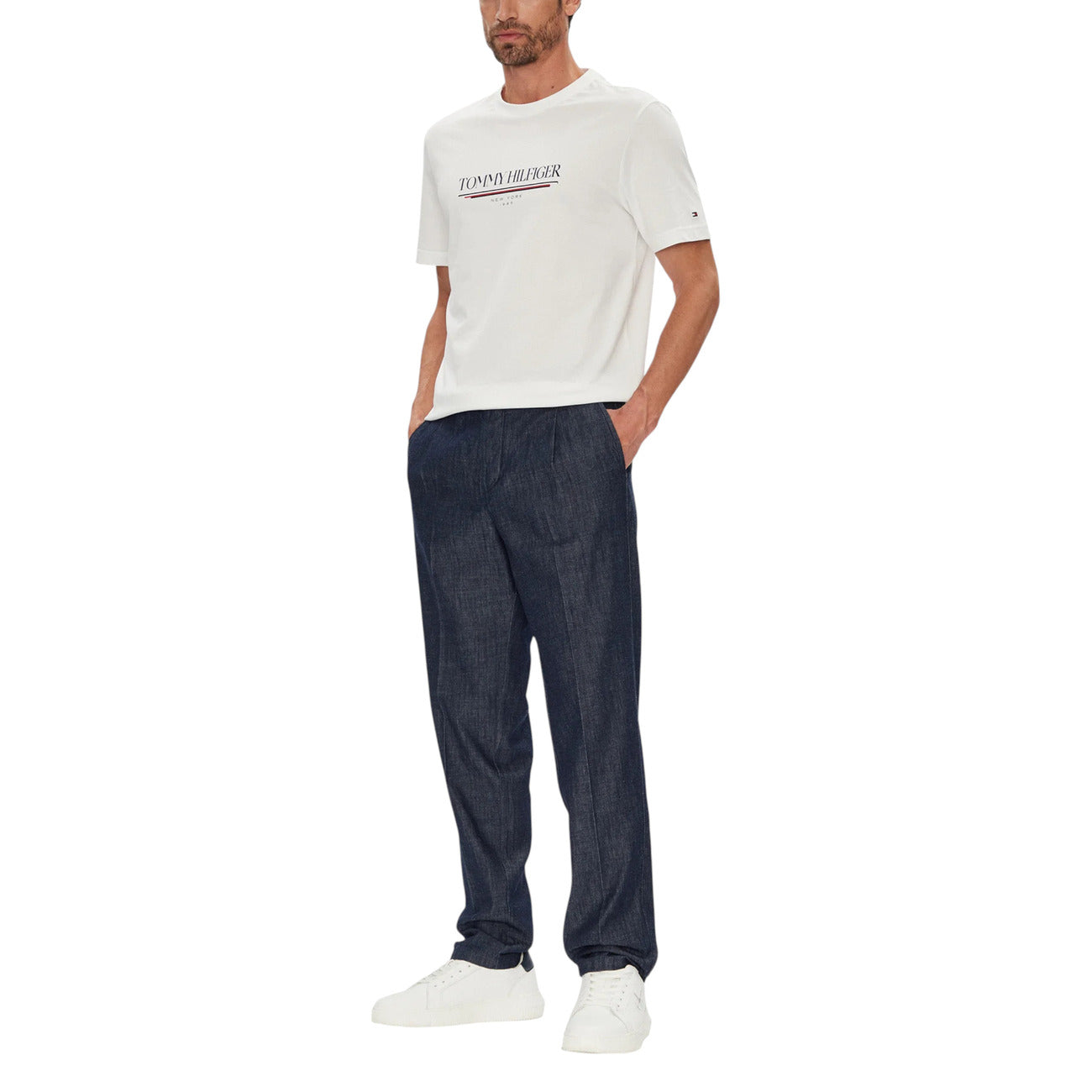 T-shirt Uomo Stampa Cotone Organico Bianco Tommy Hilfiger