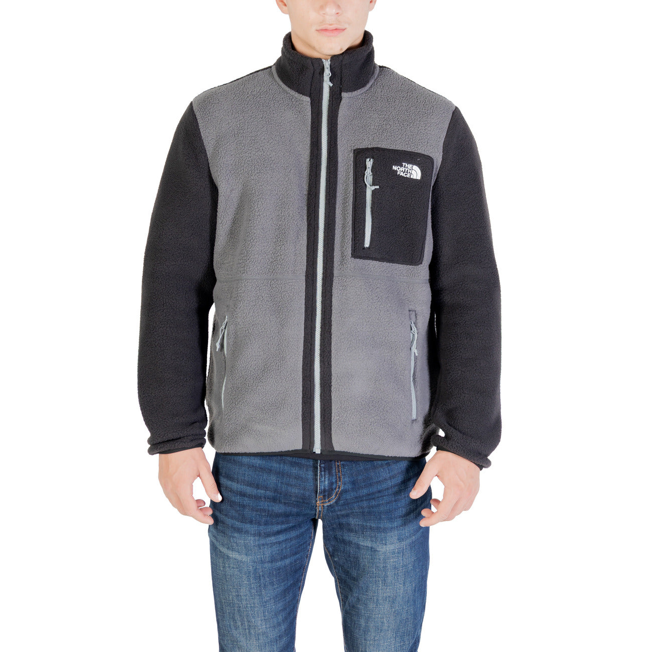 Felpa uomo The North Face grigia con zip e collo alto