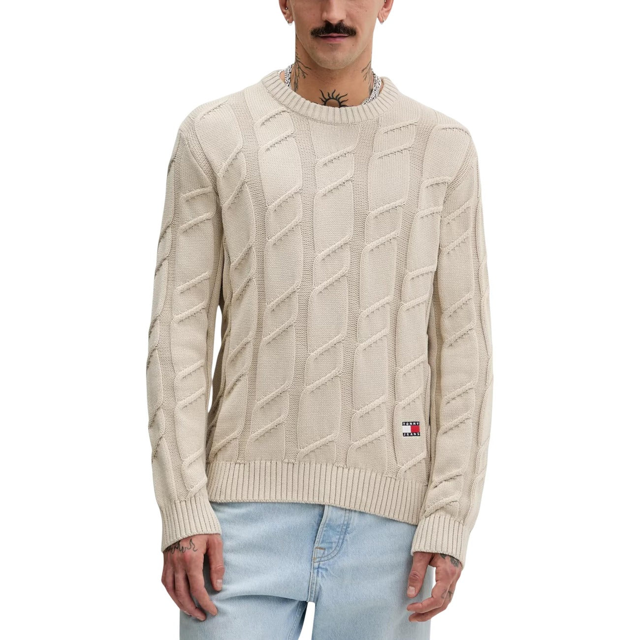 Maglia Uomo Maniche Lunghe Scollo Tondo Beige Primavera/Estate - Tommy Hilfiger Jeans