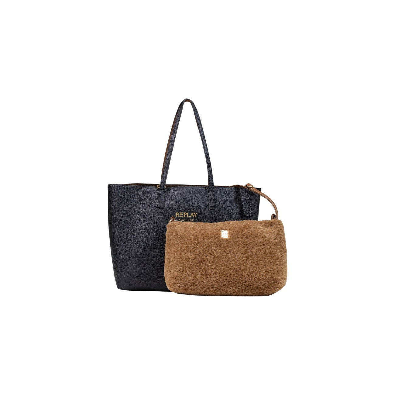 Replay Borsa in Poliestere Donna Nero PLAIN SYNTHETIC + VELVETY + CU