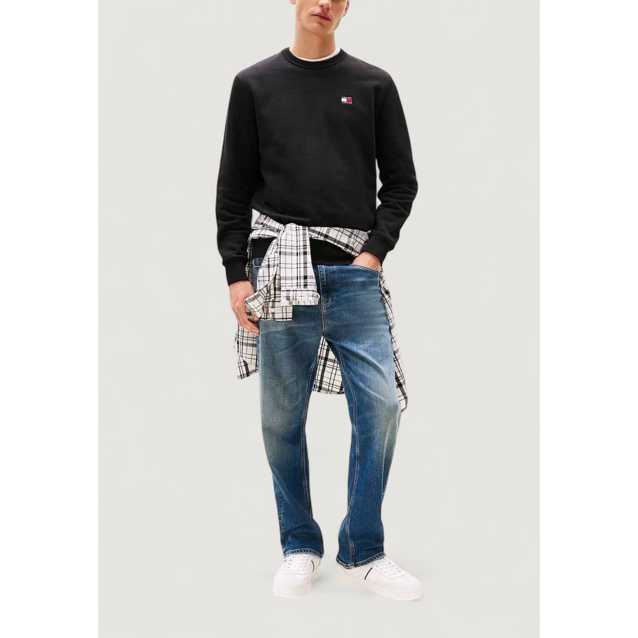 Felpa Uomo Tommy Hilfiger Jeans Cotone Organico Nera A/I