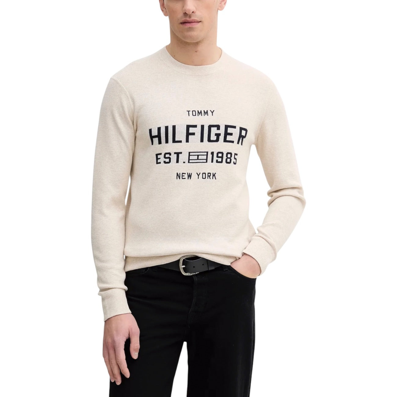 Tommy Hilfiger Stampa Cotone Organico Maglia Uomo Blu