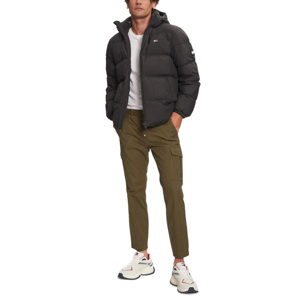 Giubbotto Tommy Hilfiger Jeans Uomo Nero con Cappuccio