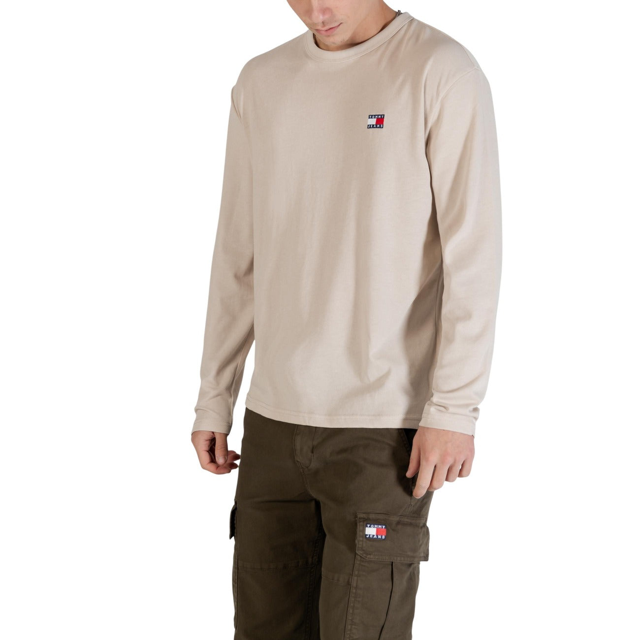 T-Shirt Manica Lunga Beige Uomo Tommy Hilfiger Jeans