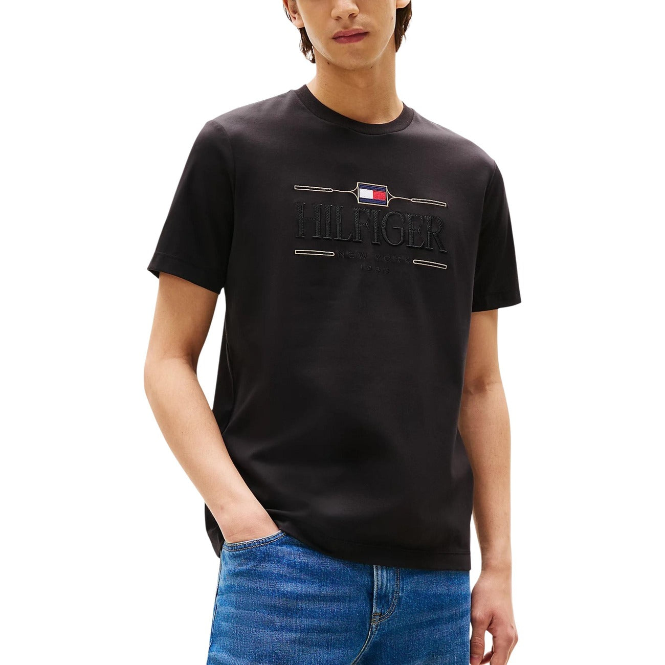 T-shirt Girocollo Nera Uomo Tommy Hilfiger