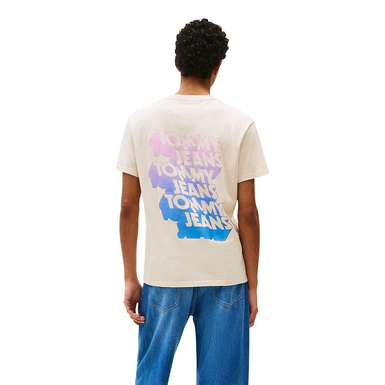T-shirt Uomo Stampa Beige Tommy Hilfiger Jeans