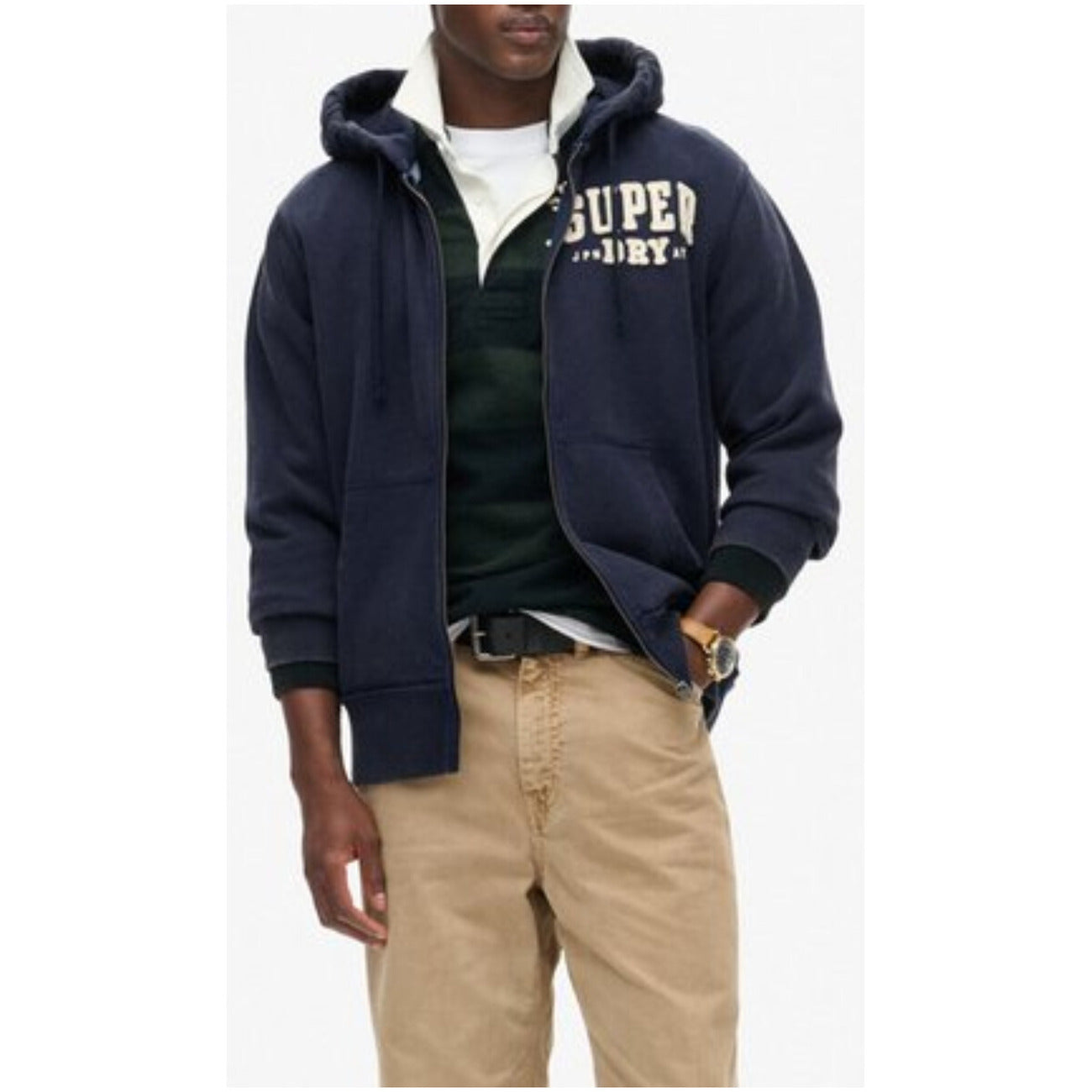 Felpa Uomo Superdry con Cappuccio e Zip Bordeaux Effetto Consumato