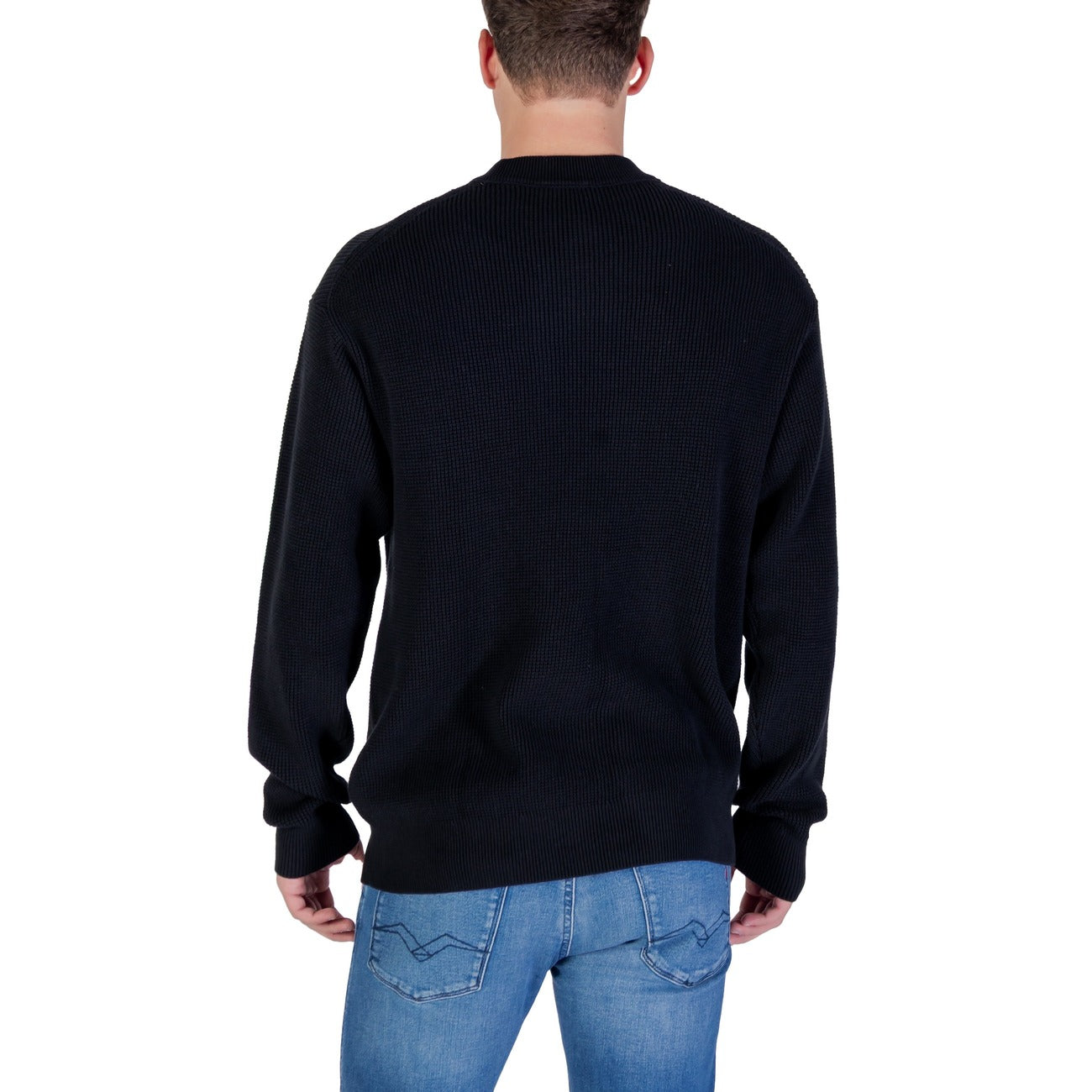 Calvin Klein Jeans Maglia Uomo Nera Maniche Lunghe in Cotone A/I