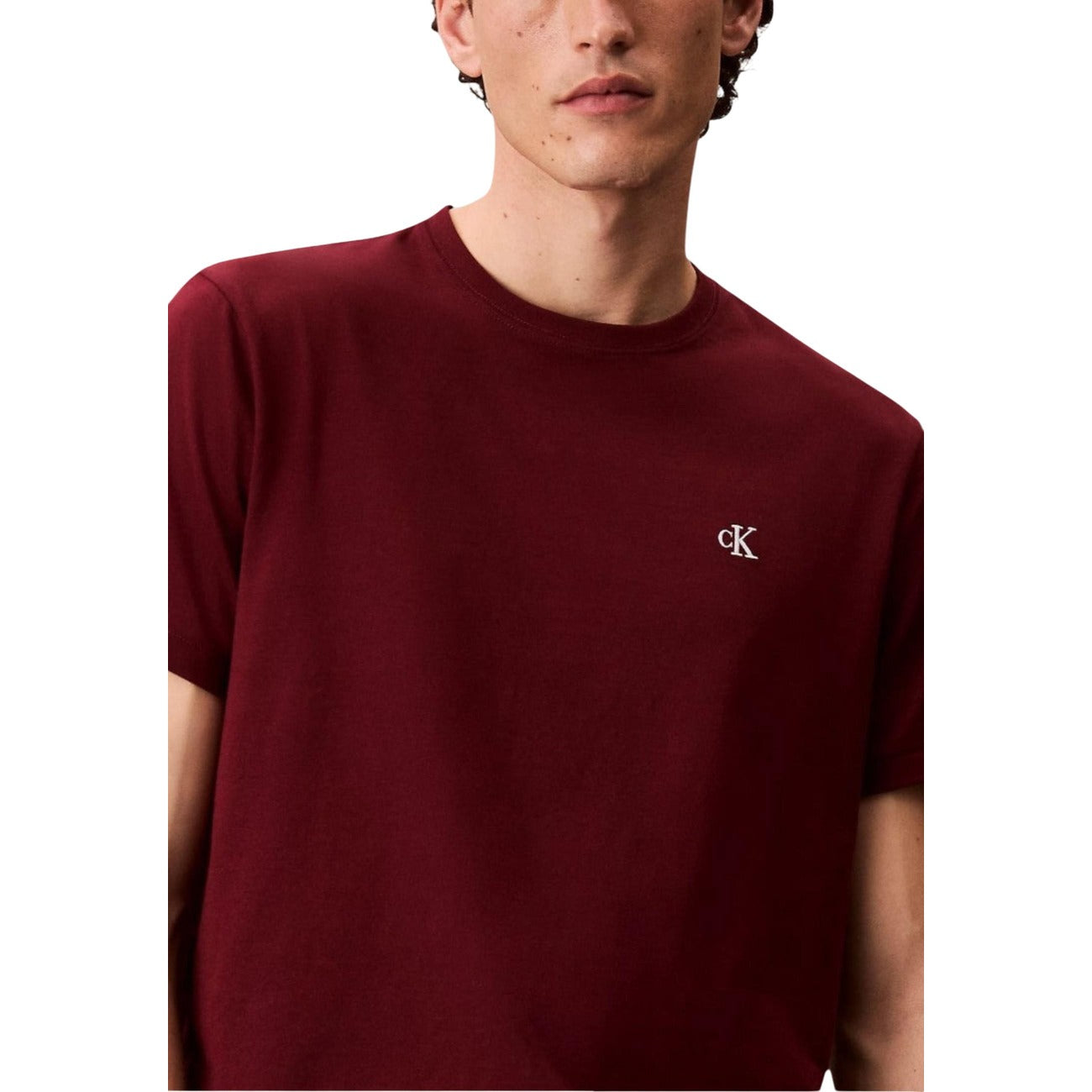 T-shirt a maniche lunghe girocollo bordeaux Uomo Calvin Klein Jeans