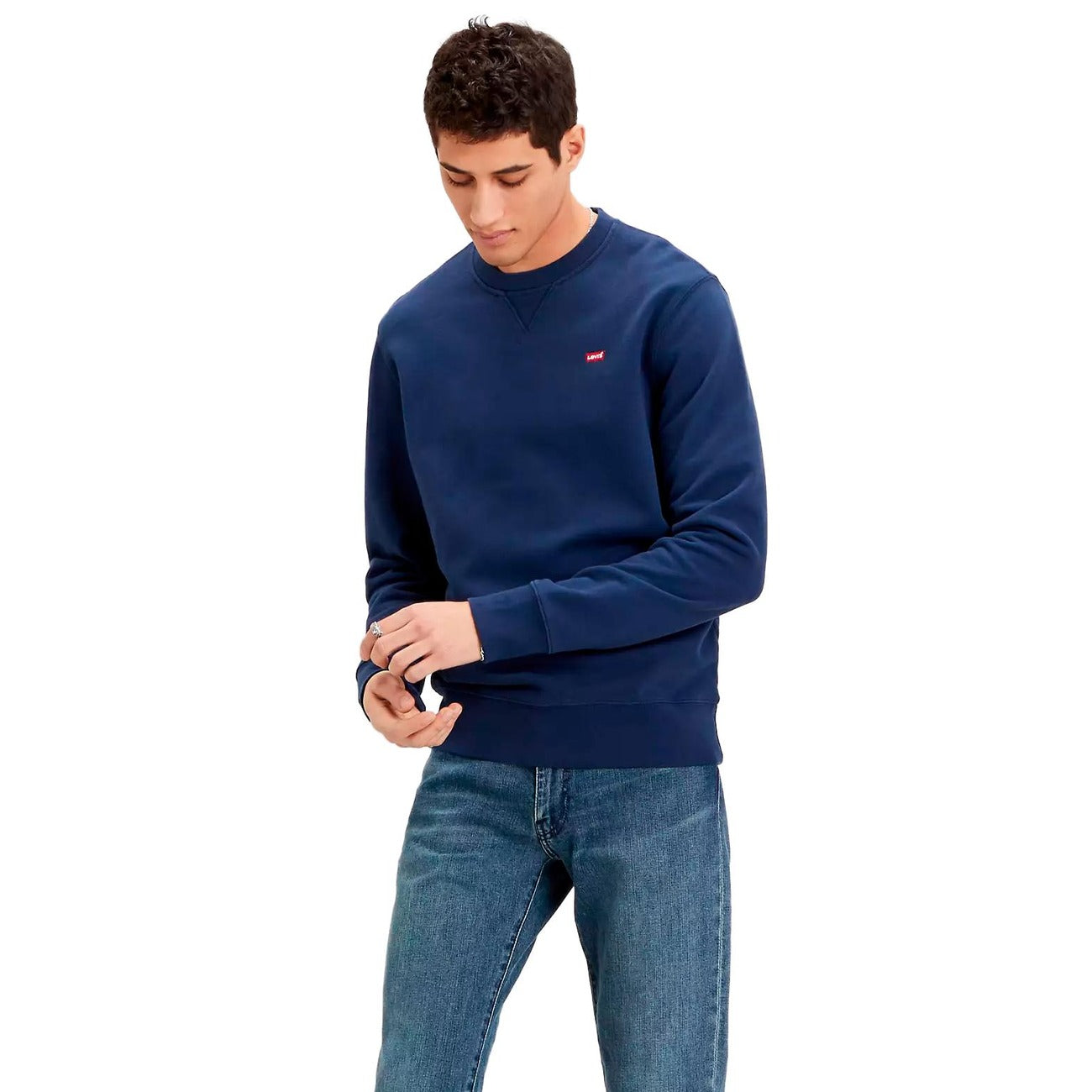 Levi`s Felpa in Cotone Uomo Blu NEW ORIGINAL CREW 35909-0001