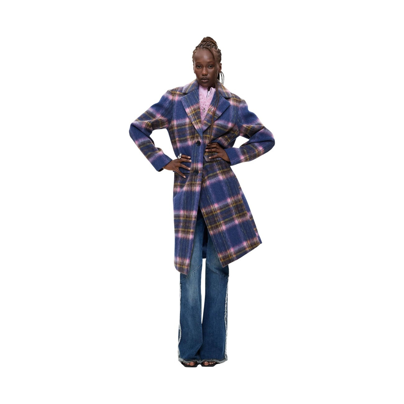 Desigual Cappotto in Poliestere Donna Blu CHAQ_CHECKERED