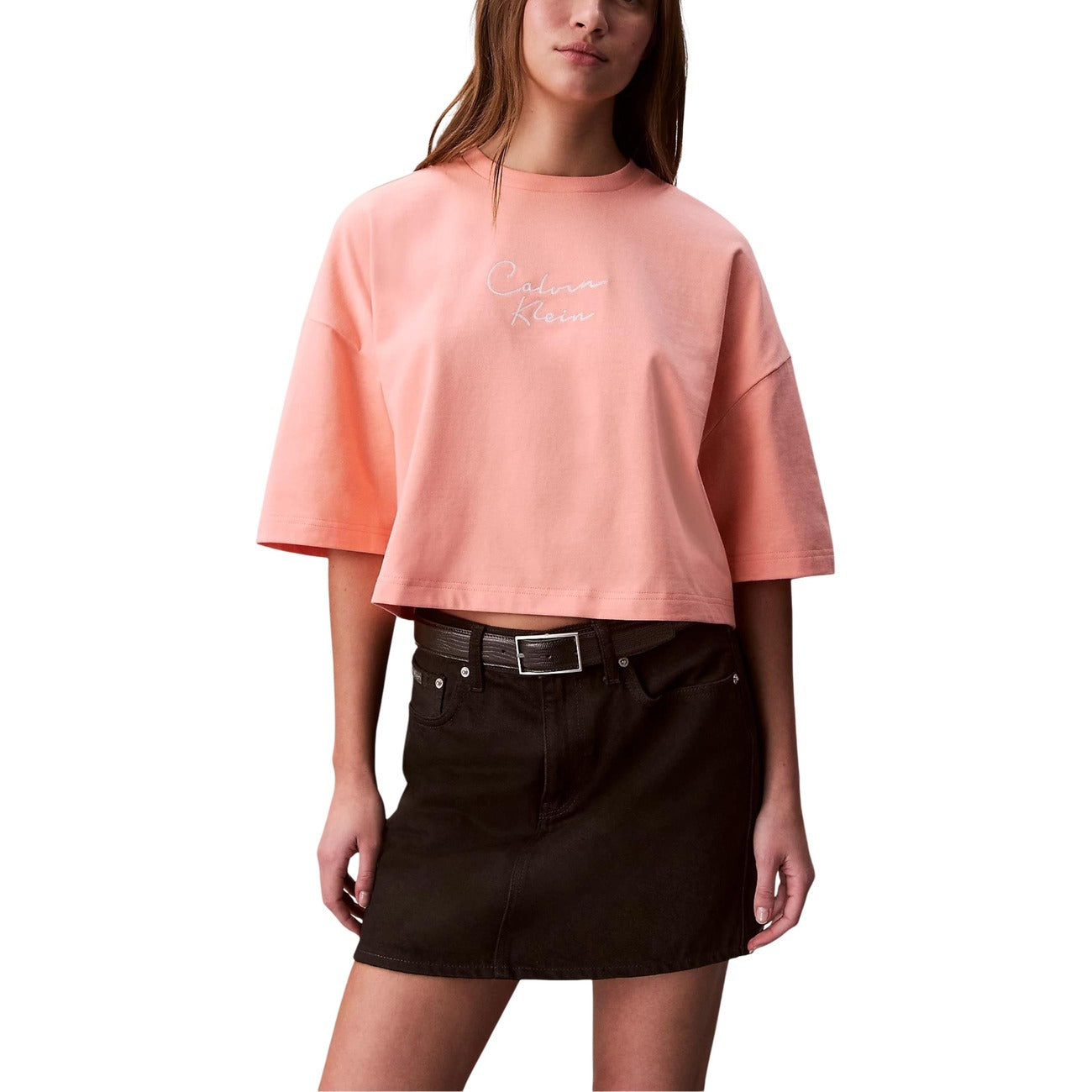 T-shirt Girocollo Donna Arancione Calvin Klein Jeans