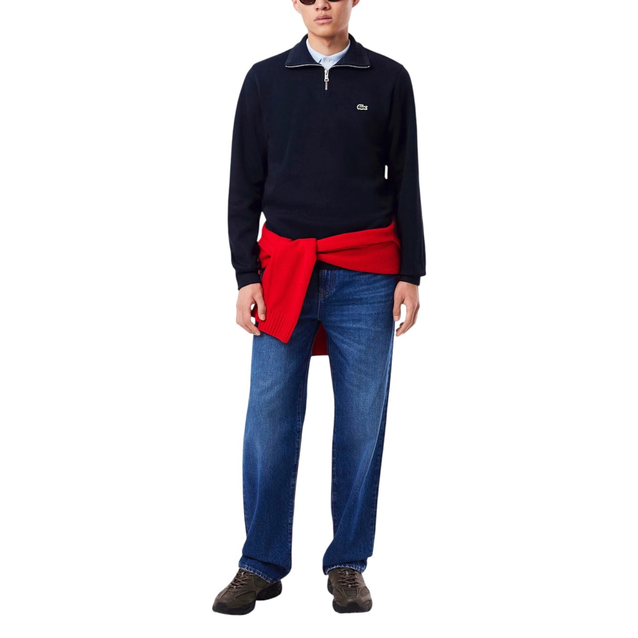 Felpa Uomo Lacoste in Cotone con Zip - Blu SH1927