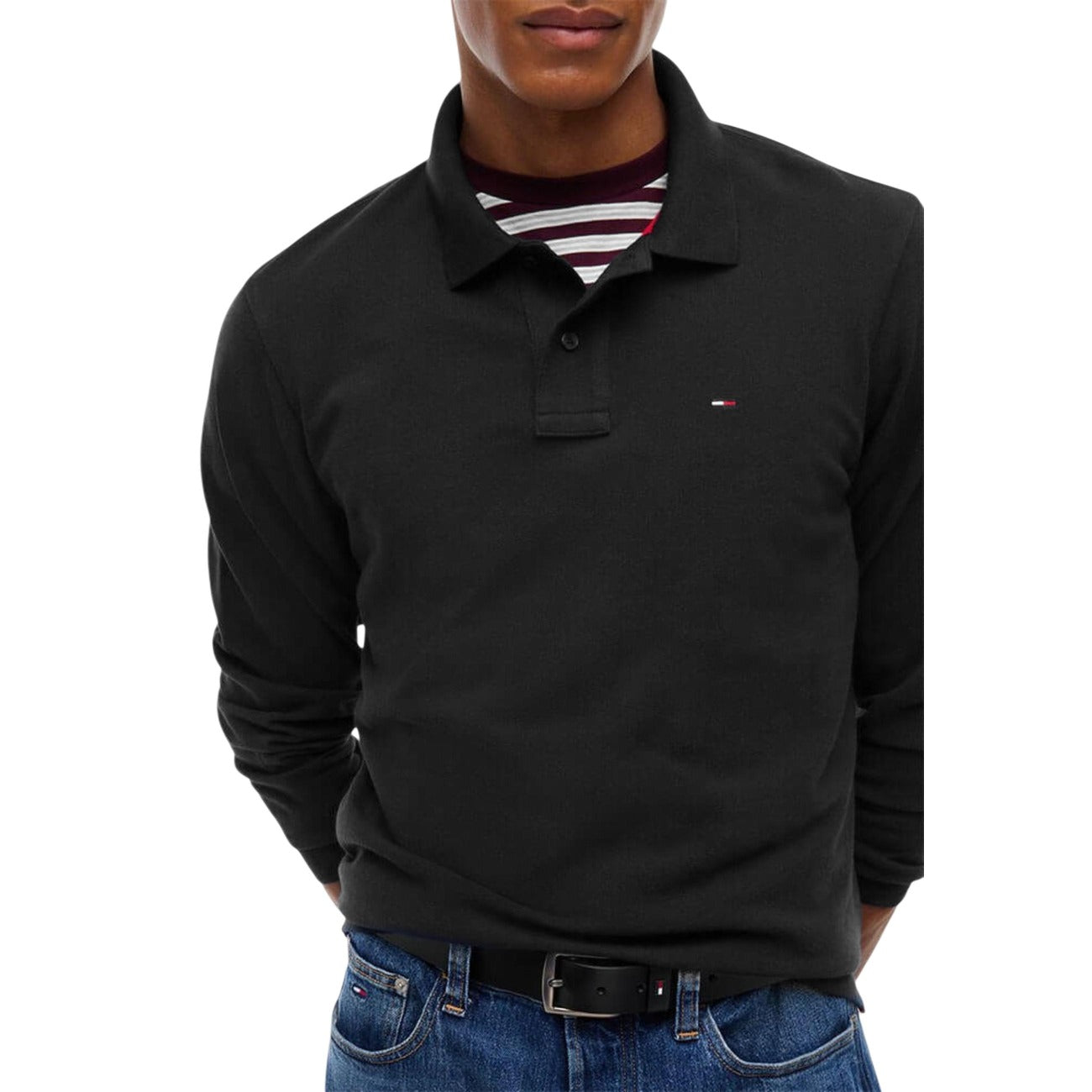 Tommy Hilfiger Jeans Polo in Cotone Uomo Nero