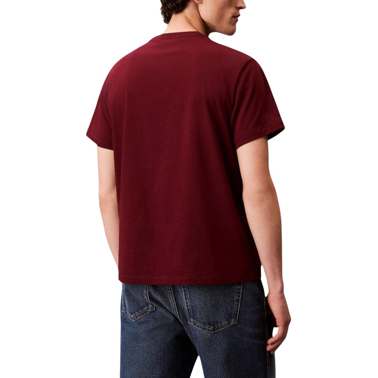 T-shirt a maniche lunghe girocollo bordeaux Uomo Calvin Klein Jeans