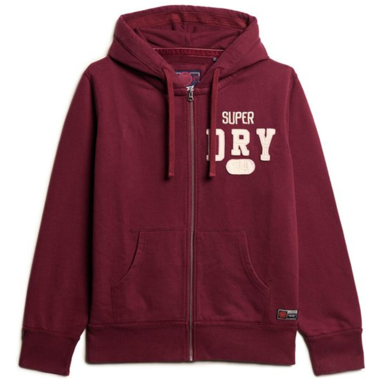 Felpa Uomo Superdry con Cappuccio e Zip Bordeaux Effetto Consumato