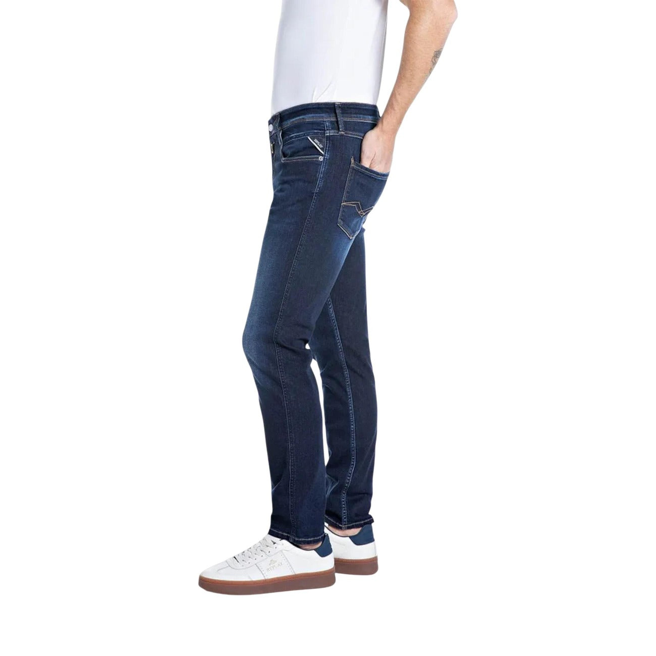 Replay Jeans in Cotone Uomo Blu 10 OZ DARK INDIGO POWER STRETCH DENIM