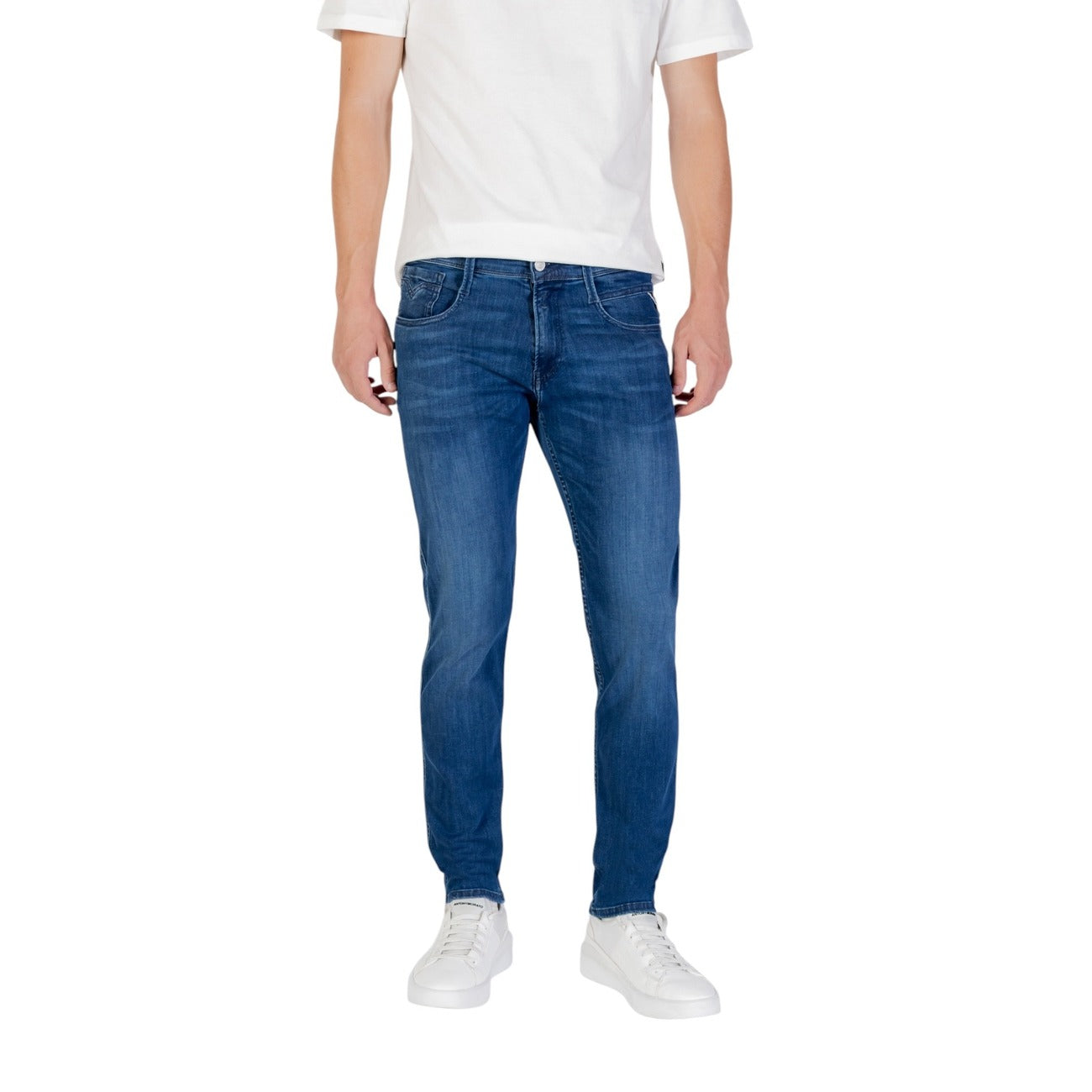 Replay Jeans Uomo Blu Chiusura Zip e Bottone