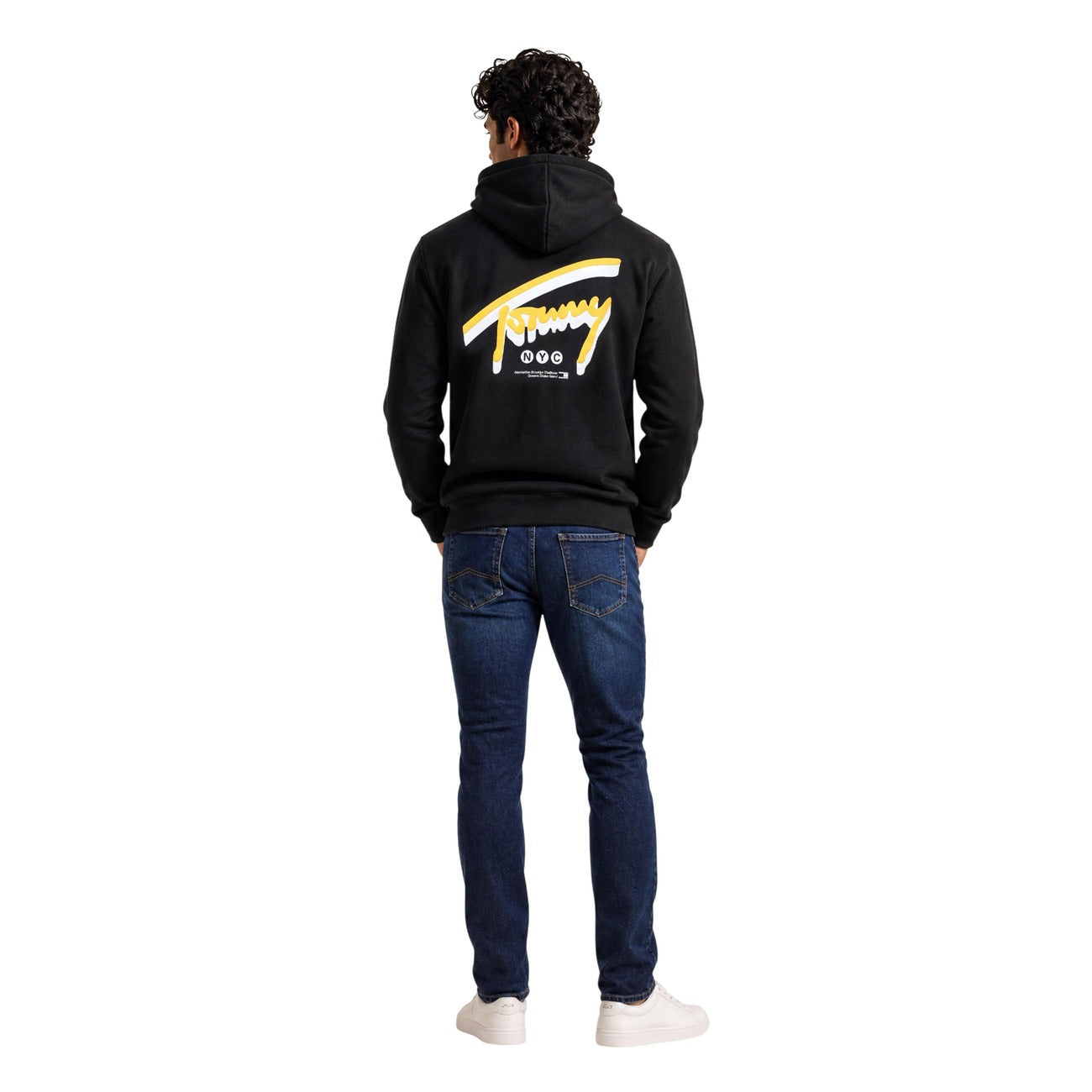 Tommy Hilfiger Jeans Felpa in Cotone Uomo Nero