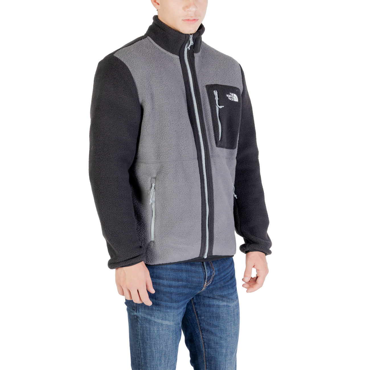 Felpa uomo The North Face grigia con zip e collo alto