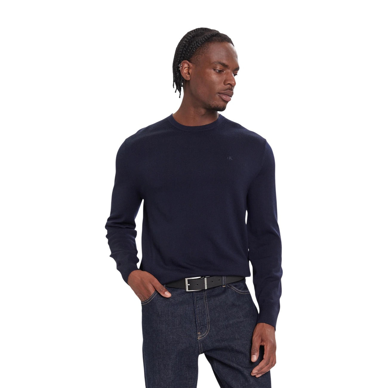 Calvin Klein Maglia in Lana Uomo Bianco LS MERINO CREW