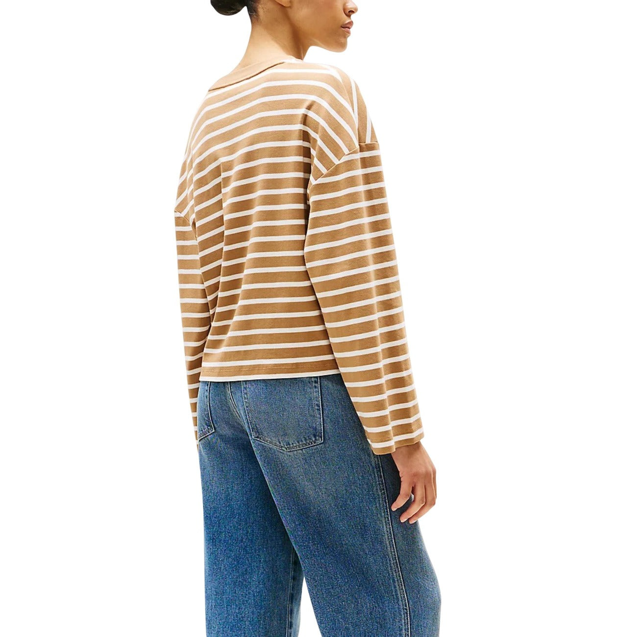 T-shirt Donna a Righe Maniche Lunghe, Marrone Tommy Hilfiger