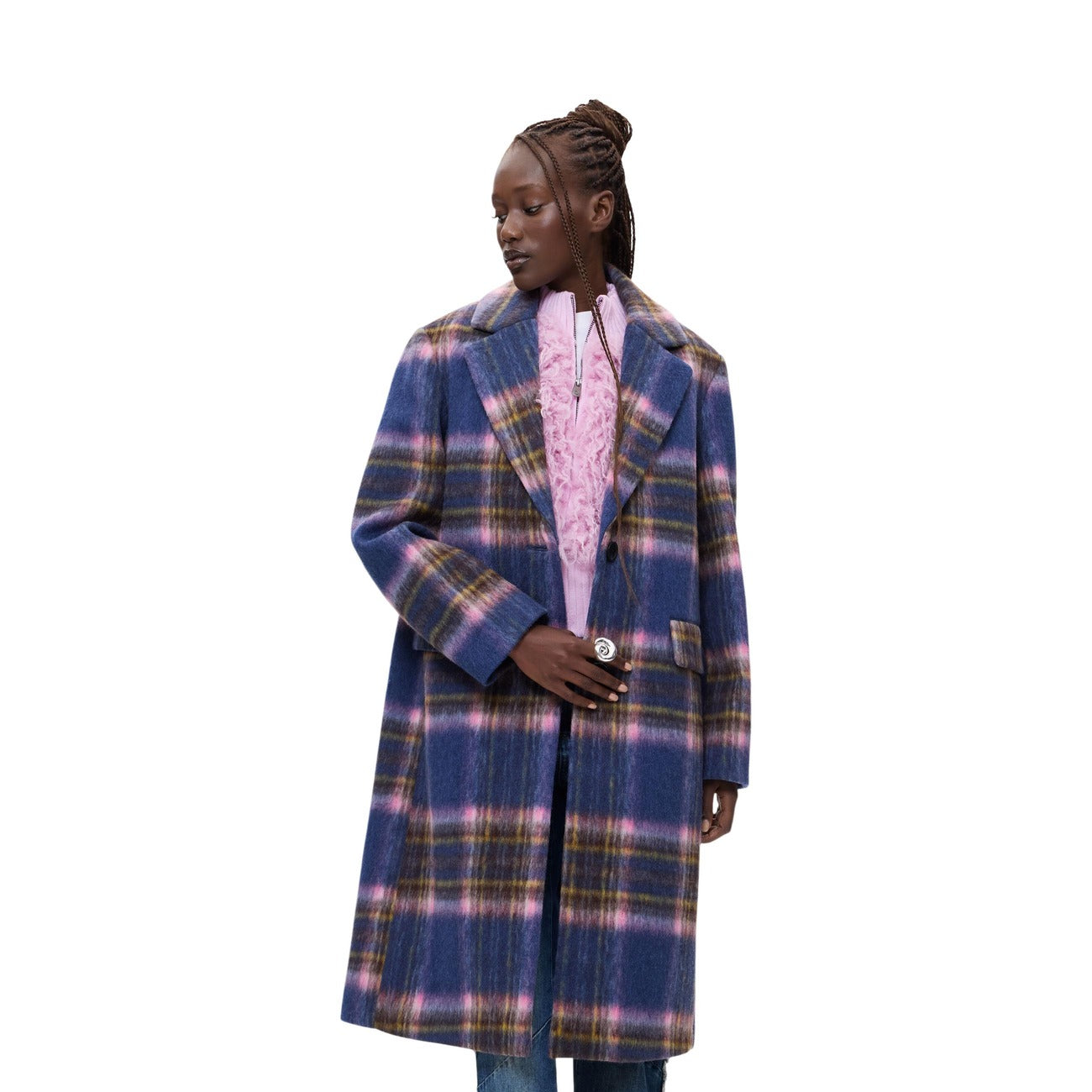 Desigual Cappotto in Poliestere Donna Blu CHAQ_CHECKERED
