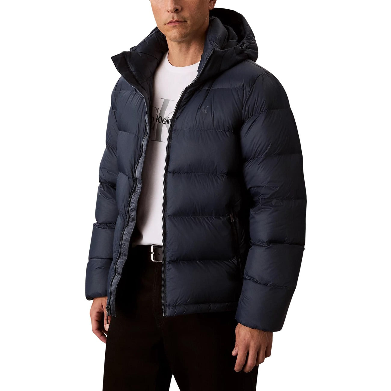 Giubbotto Uomo Calvin Klein Jeans Blu con Cappuccio e Cerniera