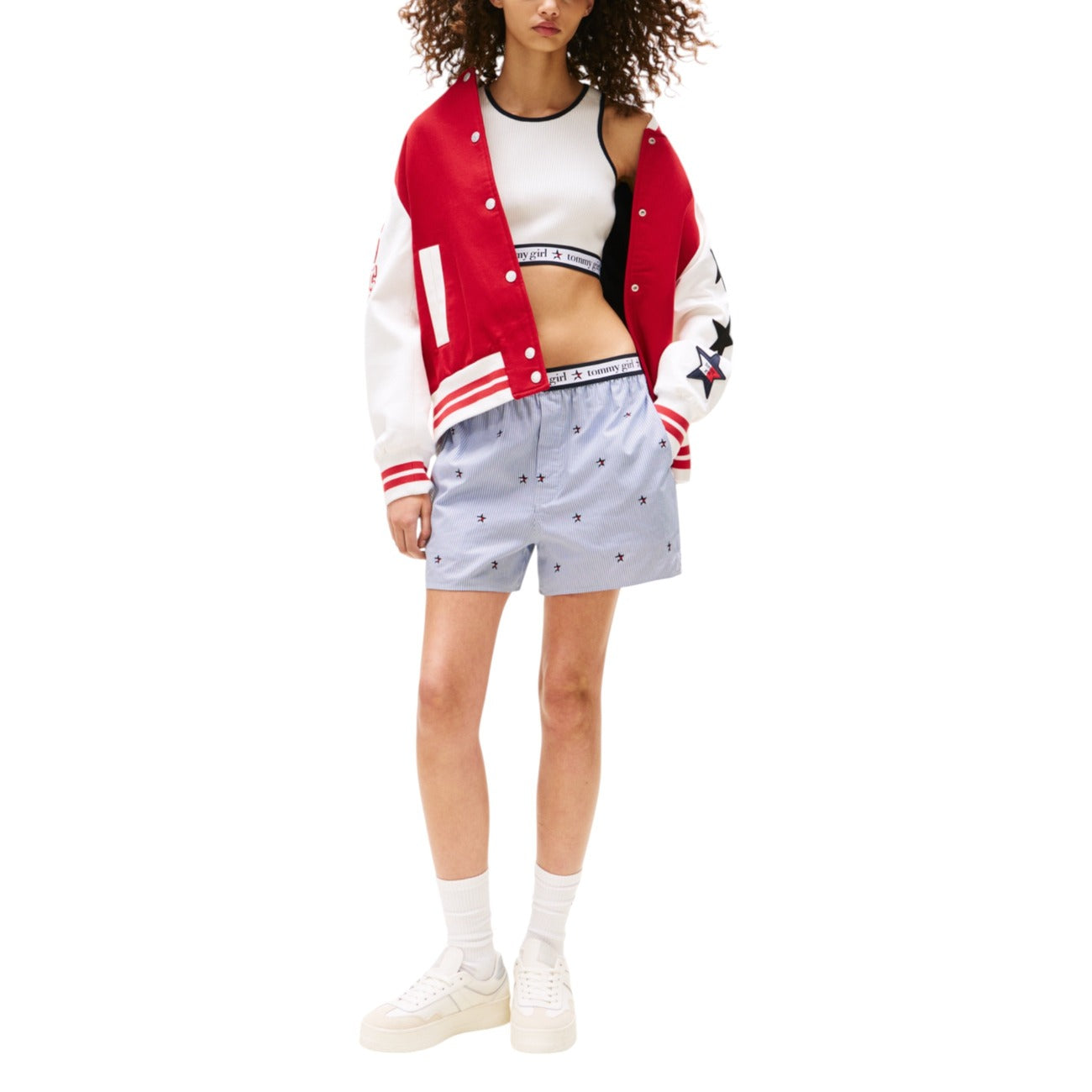 Top Smanicato con Stampa Tommy Hilfiger Bianco