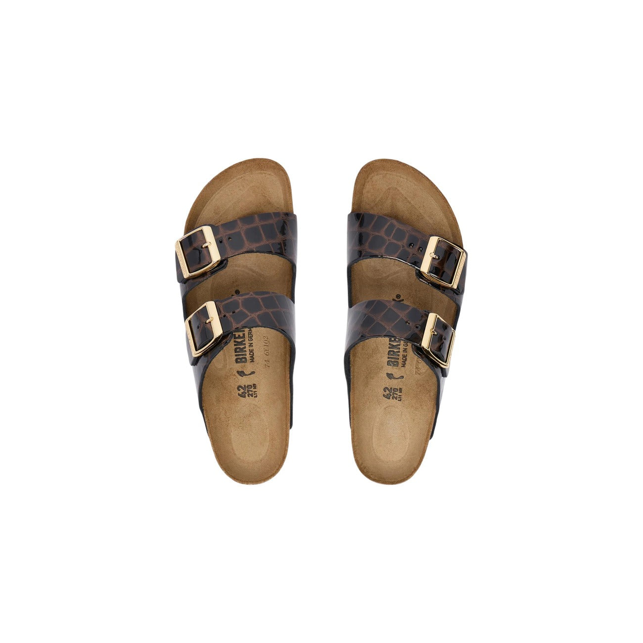 Birkenstock Sandali in Pelle Donna Nero ARIZONA EMBOSS ANIMAL