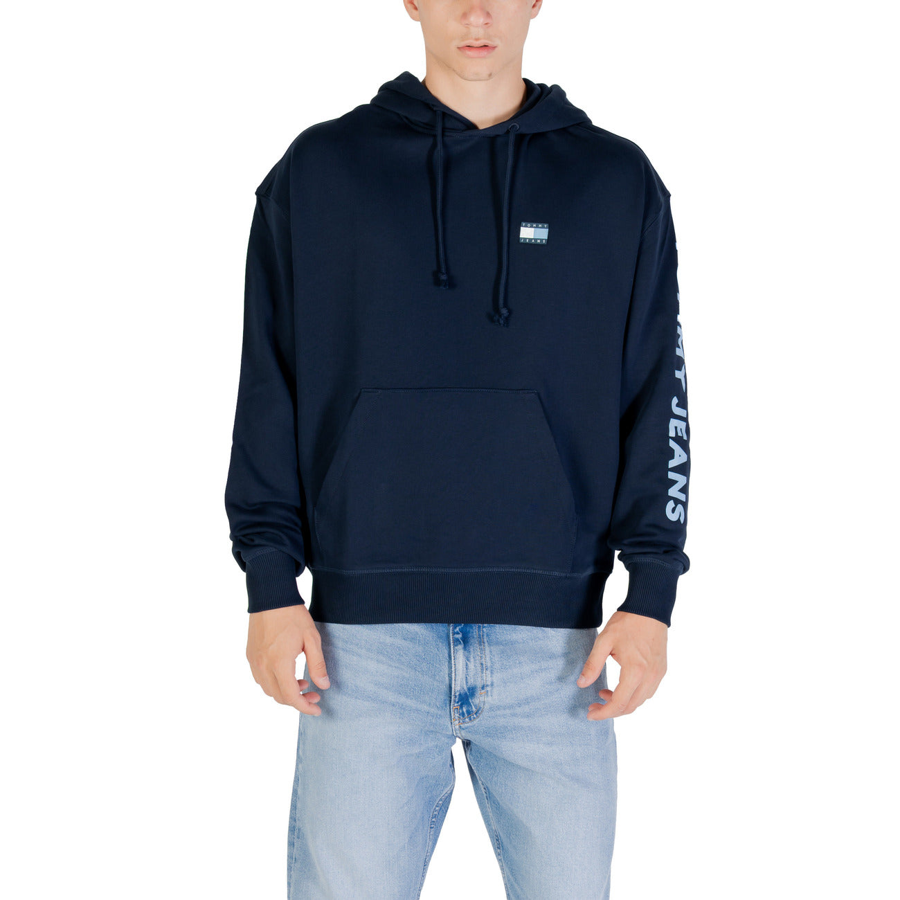 Tommy Hilfiger Jeans Felpa Uomo con Cappuccio e Stampa - Blu