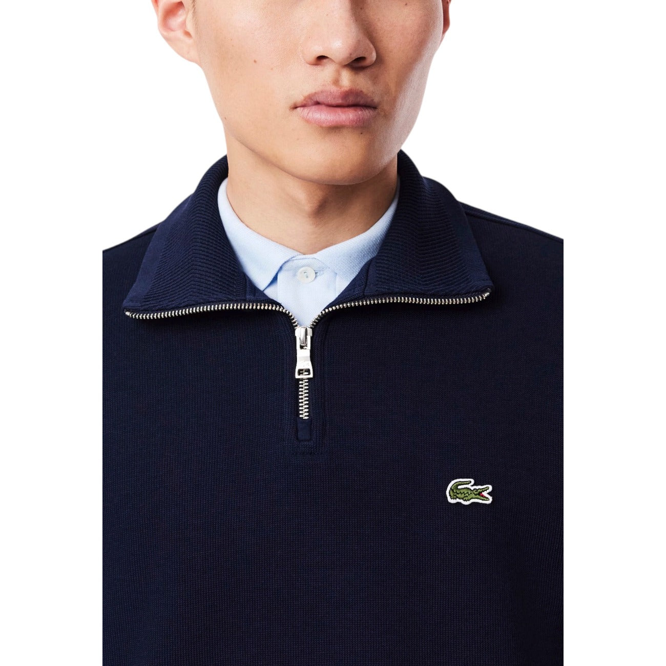 Felpa Uomo Lacoste in Cotone con Zip - Blu SH1927