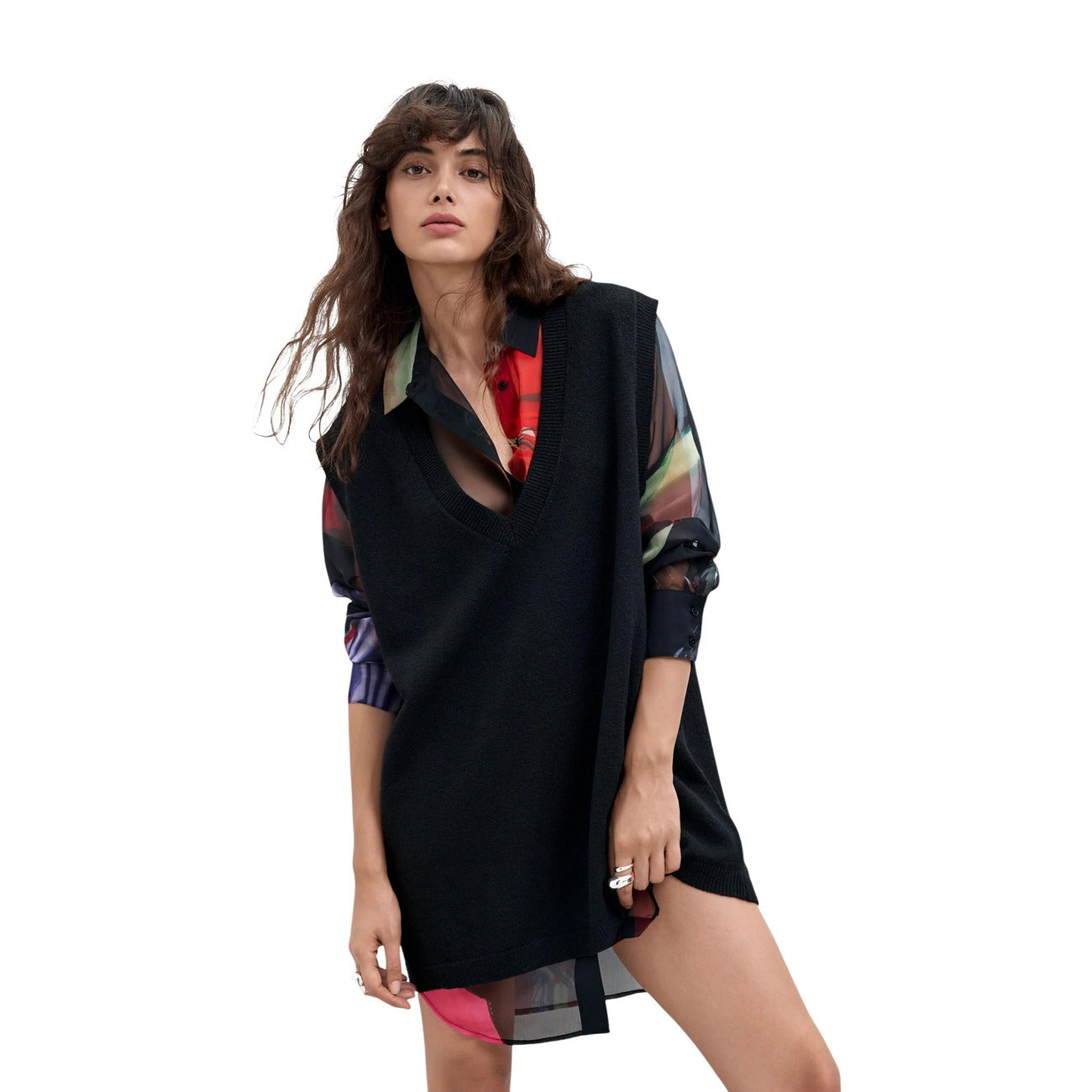 Desigual Abito in Poliestere Donna Nero VEST_MAMEN_LACROIX