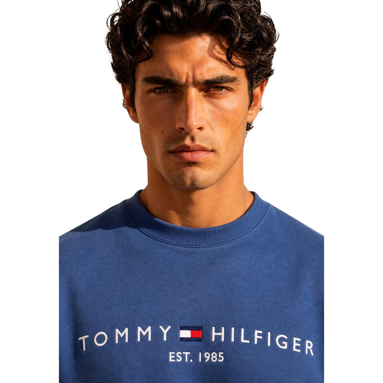 Tommy Hilfiger Felpa in Cotone Uomo Blu
