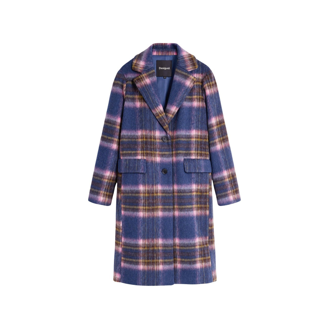 Desigual Cappotto in Poliestere Donna Blu CHAQ_CHECKERED