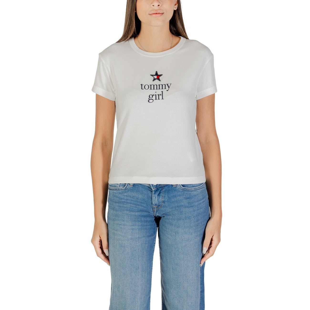 T-Shirt Stampa Donna Autunno/Inverno Bianca Tommy Hilfiger Jeans