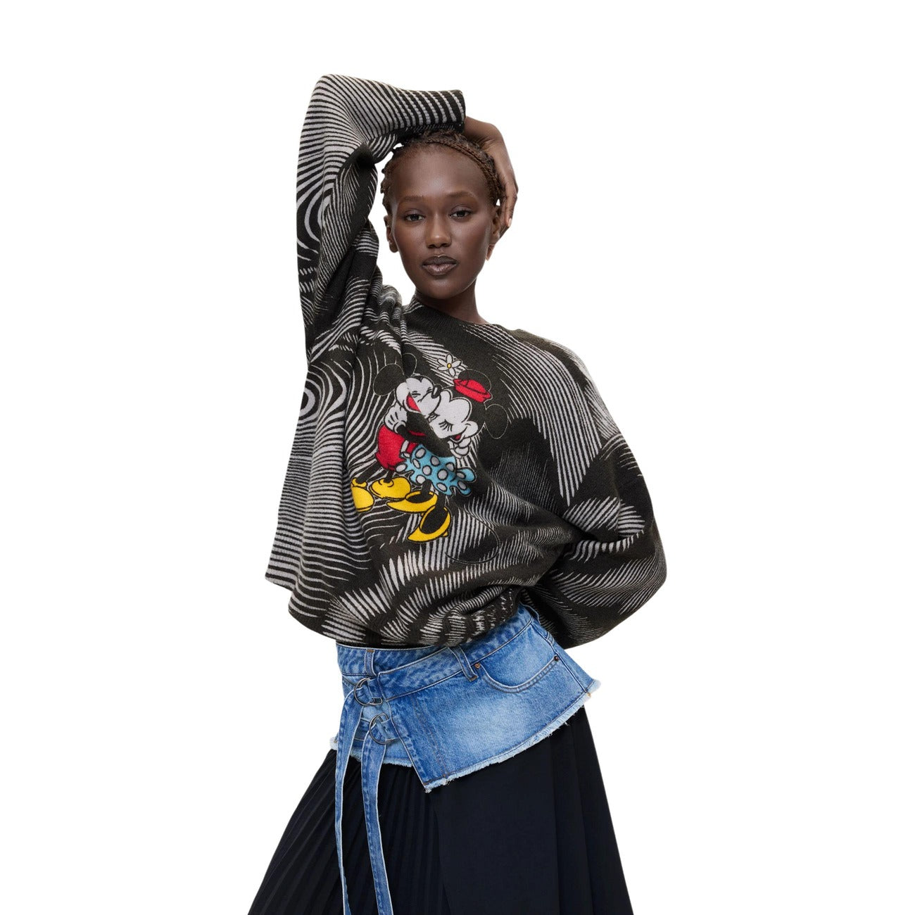 Desigual Maglia in Acrilico Donna Nero JERS_HUG MICKEY