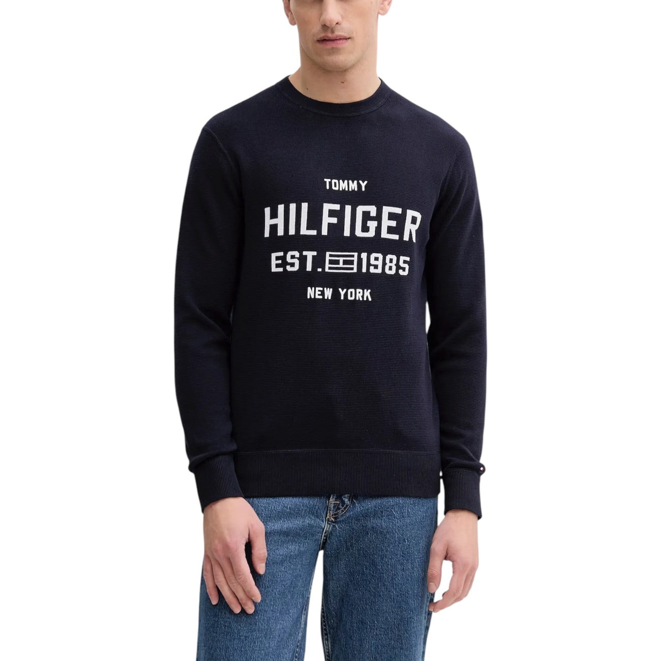 Tommy Hilfiger Maglia Uomo Stampa Cotone Organico Blu