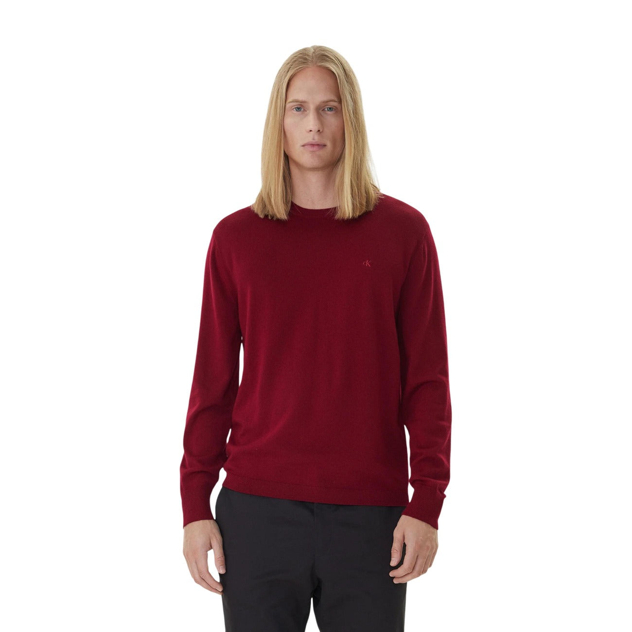 Calvin Klein Maglia in Lana Uomo Bianco LS MERINO CREW