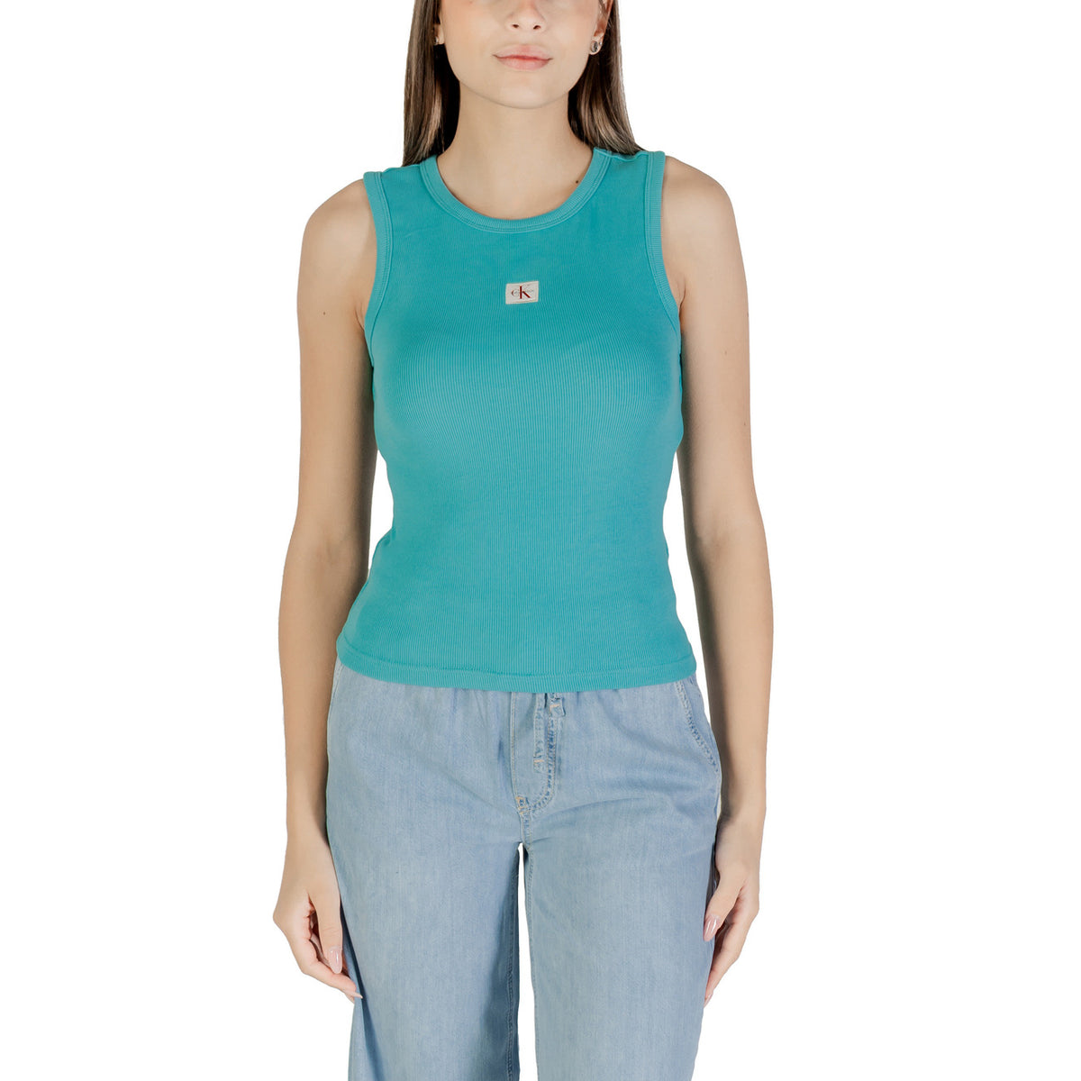 Calvin Klein Jeans Canotta in Cotone Donna Azzurro LV047C201G