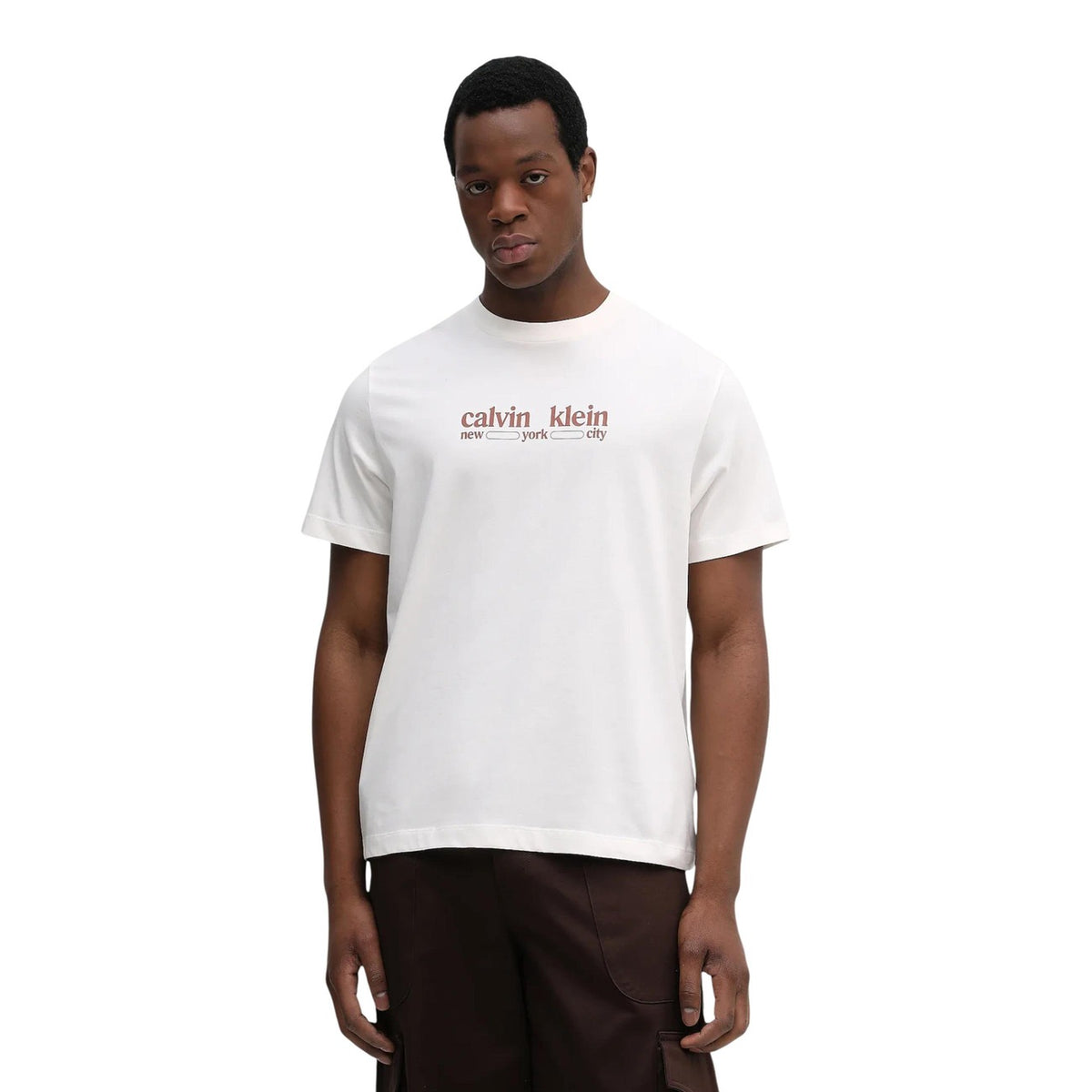 Calvin Klein Jeans T-shirt in Cotone Uomo Nero SS 30S WHSL CK NYC