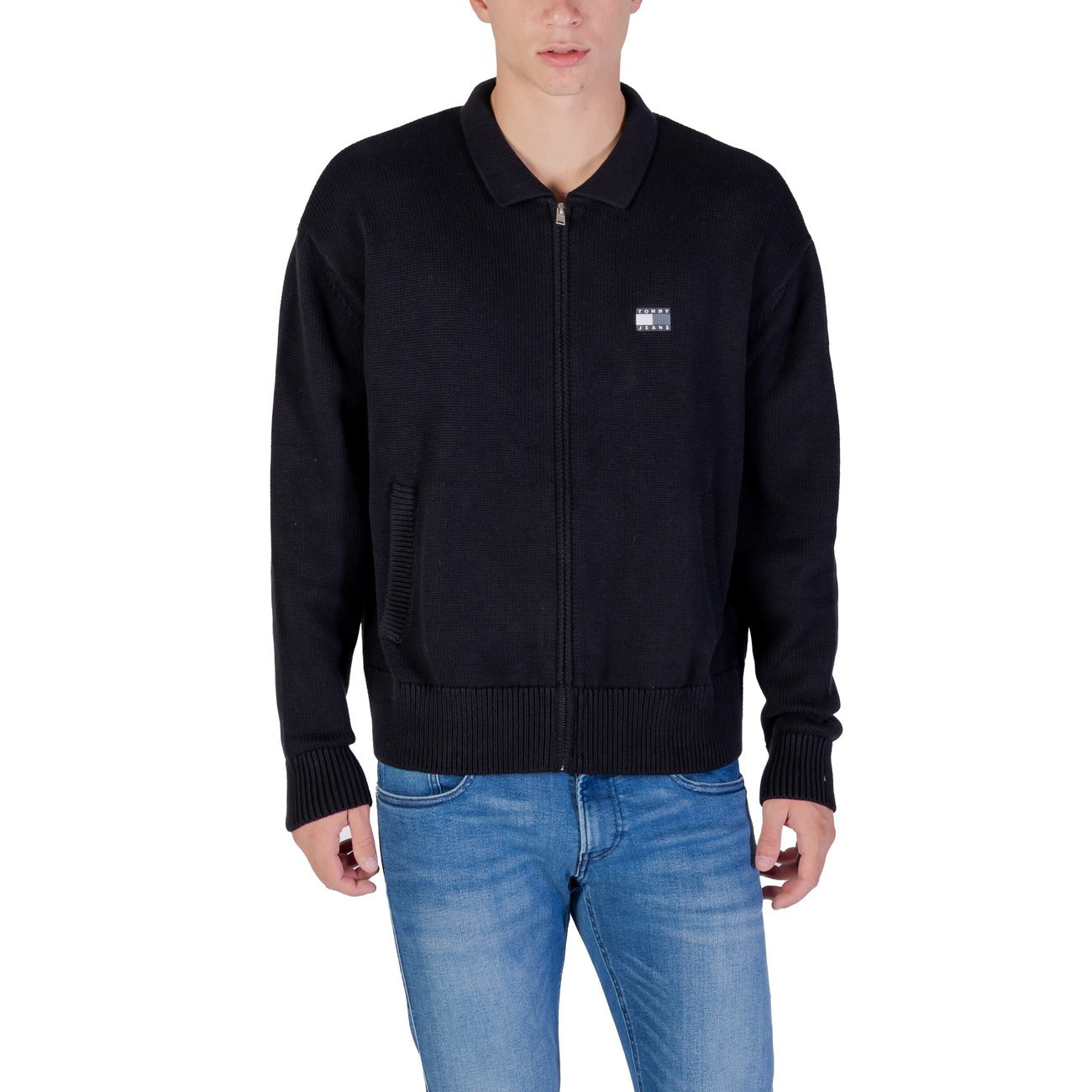 Maglia Uomo Tommy Hilfiger Jeans in Cotone Organico con Zip - Nera A/I