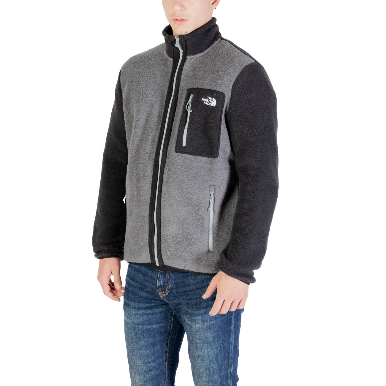 Felpa uomo The North Face grigia con zip e collo alto