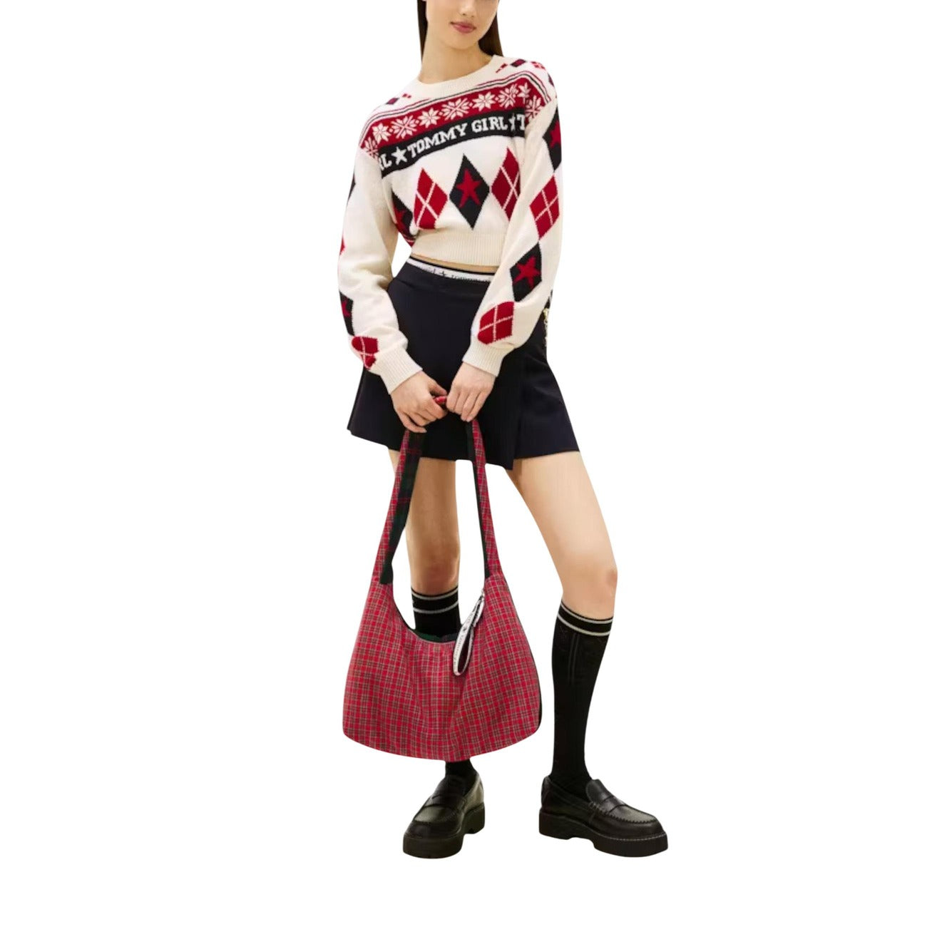 Maglia Donna in Lana a Fantasia Geometrica Tommy Hilfiger Jeans