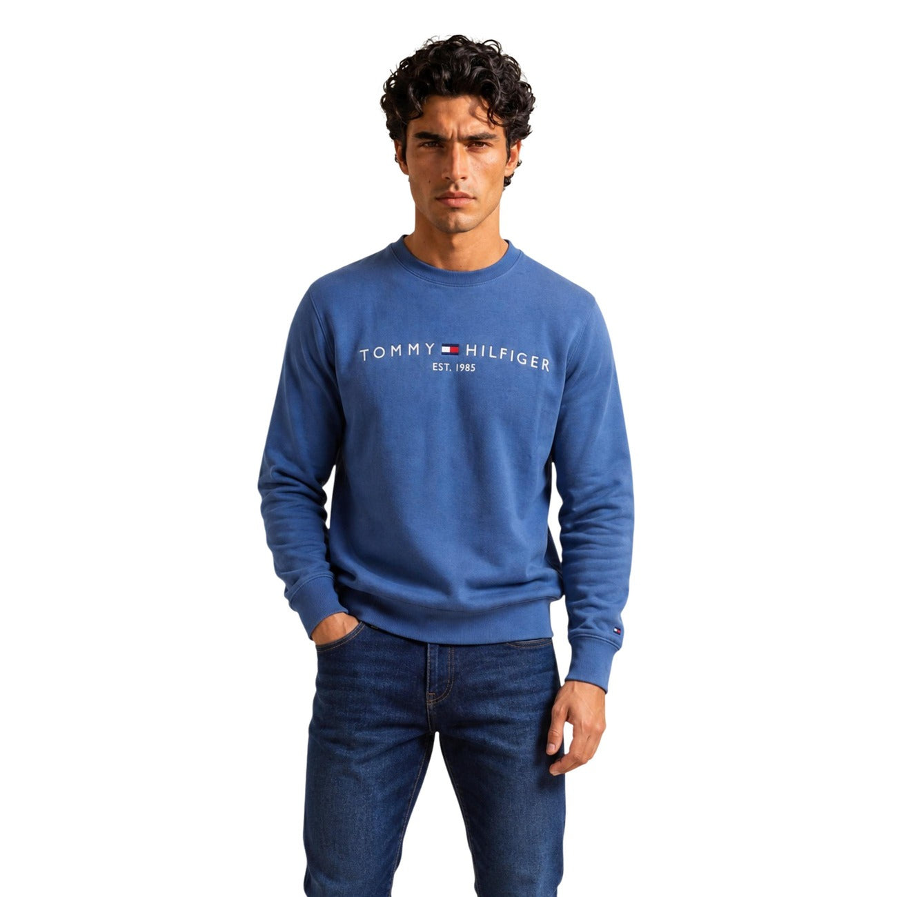 Tommy Hilfiger Felpa in Cotone Uomo Blu