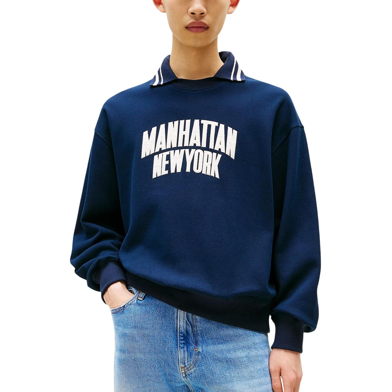 Felpa Uomo Tommy Hilfiger Jeans Blu con Stampa - Autunno/Inverno