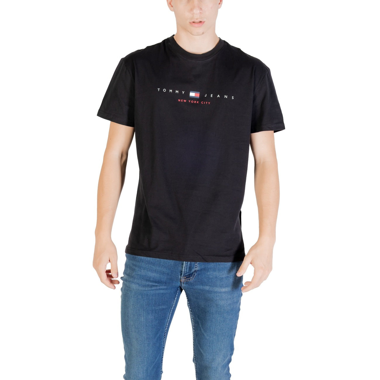 T-shirt Nera Uomo Cotone Organico Tommy Hilfiger Jeans