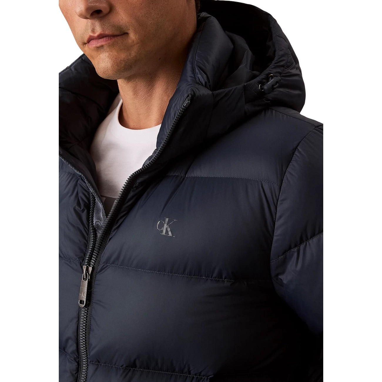 Giubbotto Uomo Calvin Klein Jeans Blu con Cappuccio e Cerniera