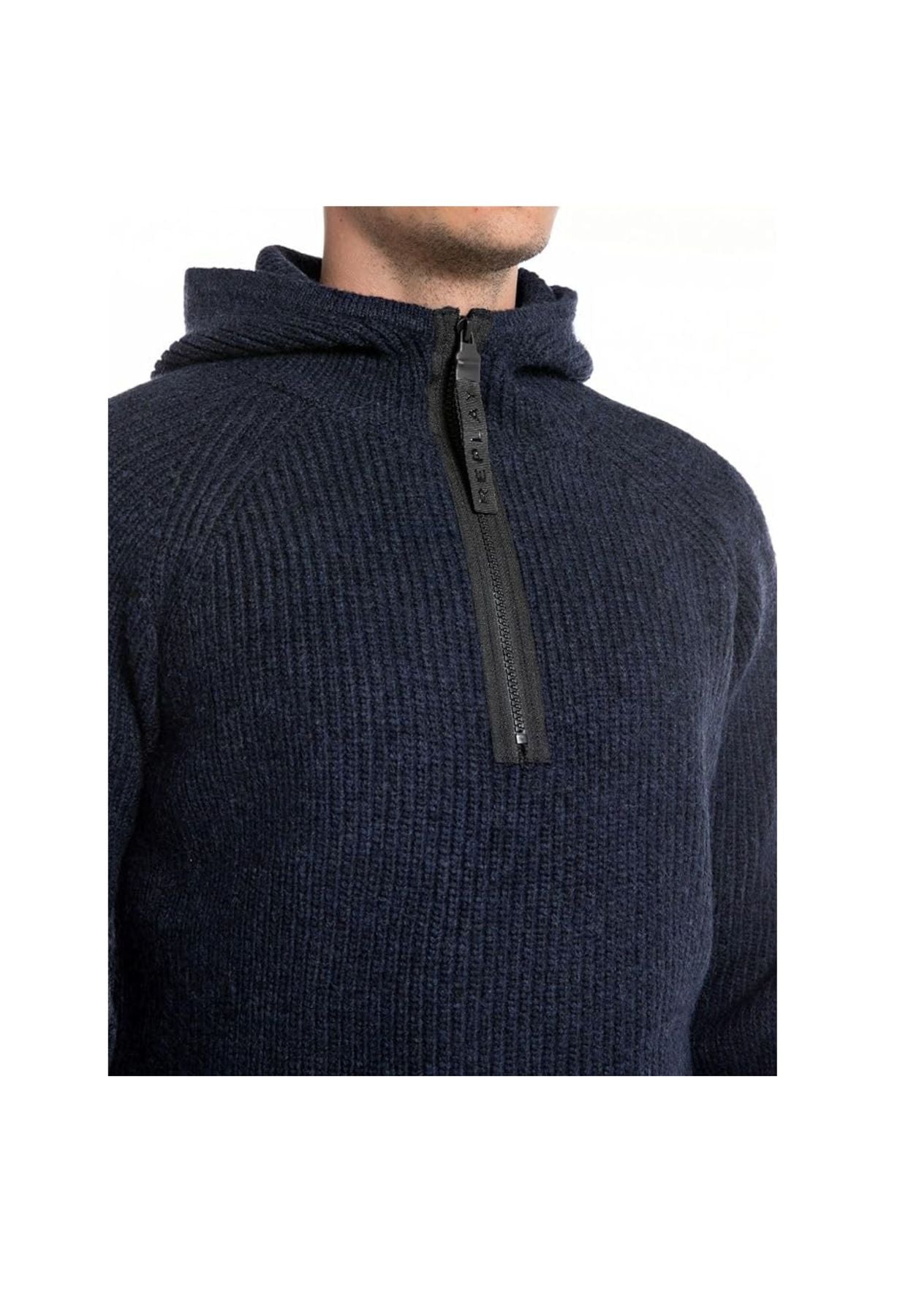 cappuccio e zip Blu